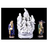 Chinese Immortal and 2 Mud Men Statuettes