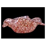 Murano Freeform Speckled Art Glass Bowl