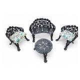 4 Pc Cast Iron Patio Set w/ Grapevine Motif
