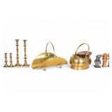Brass Log Holder, Candlesticks, Lipped Basin