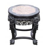 Carved Rosewood Marble Top Stand ~19" H