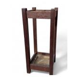 Arts & Crafts Period Umbrella Stand w/ Copper Tray
