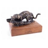 Signed Shoop Bronze Panther Sculpture