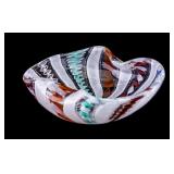 Murano Latticino Ribbon Art Glass Bowl