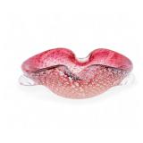 Murano Red & Silver Aventurine Sommerso Bowl