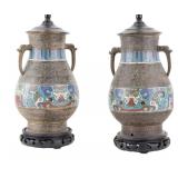 Bronzed Cloisonne Lamp Conversions