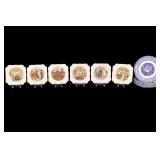 Purple PW & Co Transferware & Crown Ducal Plates