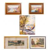 Signed Water Color Grouping, E.M.B. Warren & More
