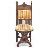 Antique Oak Carved Upholstered Chair