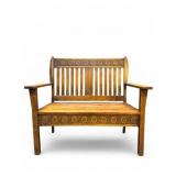 Arts & Crafts-Style Oak Bench / Settee