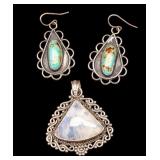 Sterling Silver Pendant and Earrings