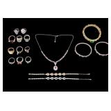 Gold and Silver Tone Rhinestone Jewelry