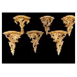 6 Giltwood Elaborate Wall Shelves