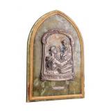 French St. Antoine de Padoue Marble & Metal Plaque