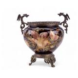 French Barbotine Vase w/ Dragon Handles