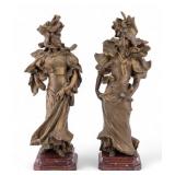 A. Nelson "En Visite" Statuettes (2) Antique