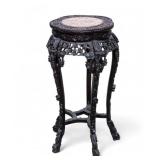 Carved Rosewood Marble Top Stand ~33"H