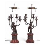 Figural Putti Candelabra Lamps (Pair)