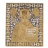 19C Bronze and Enamel St. Nicholas Icon
