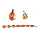 Sterling & Amber, Pendants, Bracelet