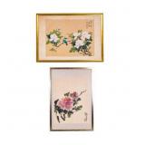 2 Chinese Silk Ink Watercolor Paintings, Signed