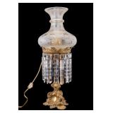 Ormolu and Crytal Prism Lamp w/ Etched Shade