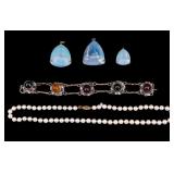 Necklace w/ 14K Clasp, Sterling, Scenic Pendants