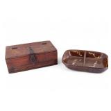 Antique Wagon Lock Box, Redware Loaf Tray