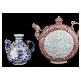 Oxblood & Celadon Wine Flask and Phoenix Teapot