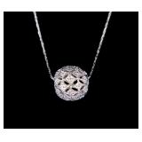 10K White Gold Filigree Sphere Necklace