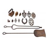 Antique Sad Iron, Trivets, Fireplace Tools