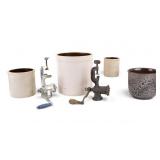 Vintage Crocks, Planter, Antique Meat Grinders