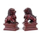 Cinnabar Fu Lion Statuettes