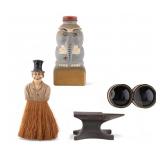 Miniature Anvil, Figural Brush, Binoculars