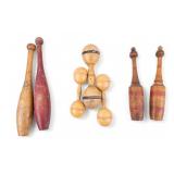 Vintage Wooden Excercise Clubs, Dumbells