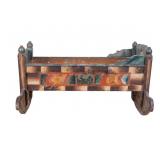 18th C Hand Painted Wooden Cradle