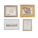 Framed Lithographic Maps (4)