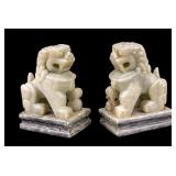 Jade and Marble Fu Lion Statuettes