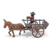 Antique Cast Iron Donkey Cart Toy