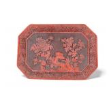 Carved Cinnabar Lacquer Tray