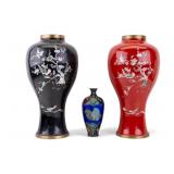 3 Asian Cloisonne Vases