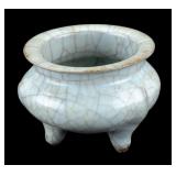 Asian Celadon-Glazed Tripod Censer