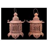 Antique Iron Pagoda Lanterns (Pair)