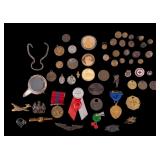 Vintage Militaria w/ Medals, Insignias, Pins