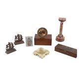 Galileo Thermometer, Iron Bookends, Ashtray, Boxes