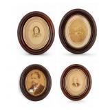 !9th C Oval Walnut Frames w/ Portrait Photos