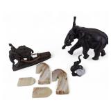 Elephant Figural Statues, Stone Bookends