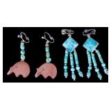 Two Pairs of Turquoise Earrings