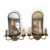 Vintage Porcelain Mirror Candelabra Sconces (2)