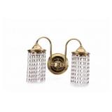 Early Brass Hanging Crystal French Style Sconce